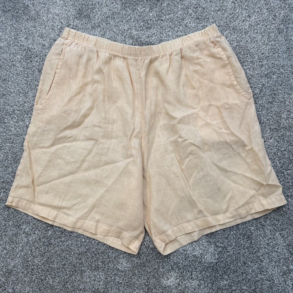 C.C. Collection Shorts Womens 1X Linen Made USA Elastic Waist Pockets Lounge